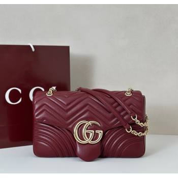Gucci GG Marmont Chevron Leather large shoulder bag Ancora Red 2025 838985 (DLH-250930082)