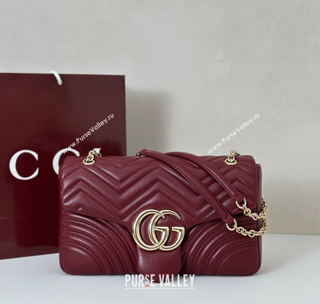 Gucci GG Marmont Chevron Leather large shoulder bag Ancora Red 2025 838985 (DLH-250930082)