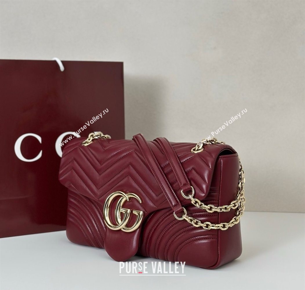 Gucci GG Marmont Chevron Leather large shoulder bag Ancora Red 2025 838985 (DLH-250930082)