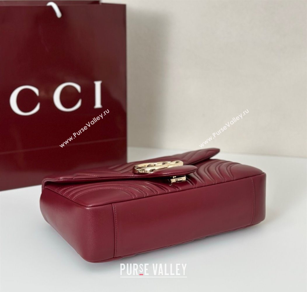 Gucci GG Marmont Chevron Leather large shoulder bag Ancora Red 2025 838985 (DLH-250930082)