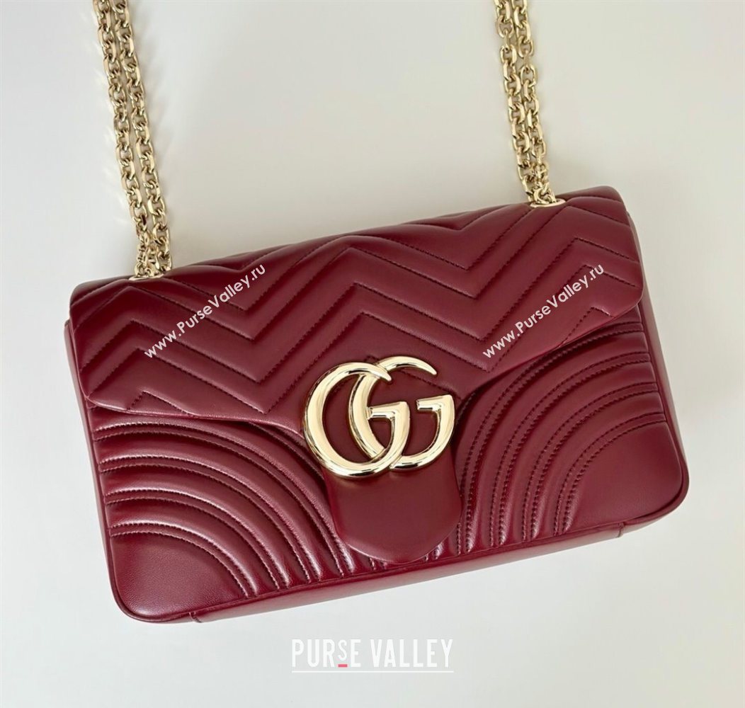 Gucci GG Marmont Chevron Leather large shoulder bag Ancora Red 2025 838985 (DLH-250930082)