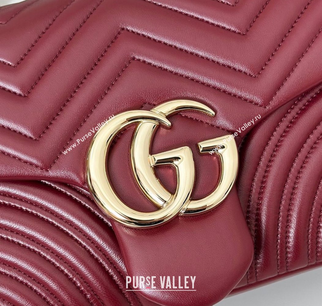 Gucci GG Marmont Chevron Leather large shoulder bag Ancora Red 2025 838985 (DLH-250930082)