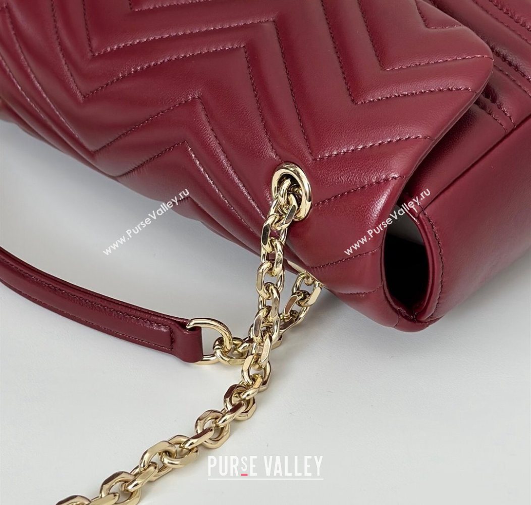 Gucci GG Marmont Chevron Leather large shoulder bag Ancora Red 2025 838985 (DLH-250930082)