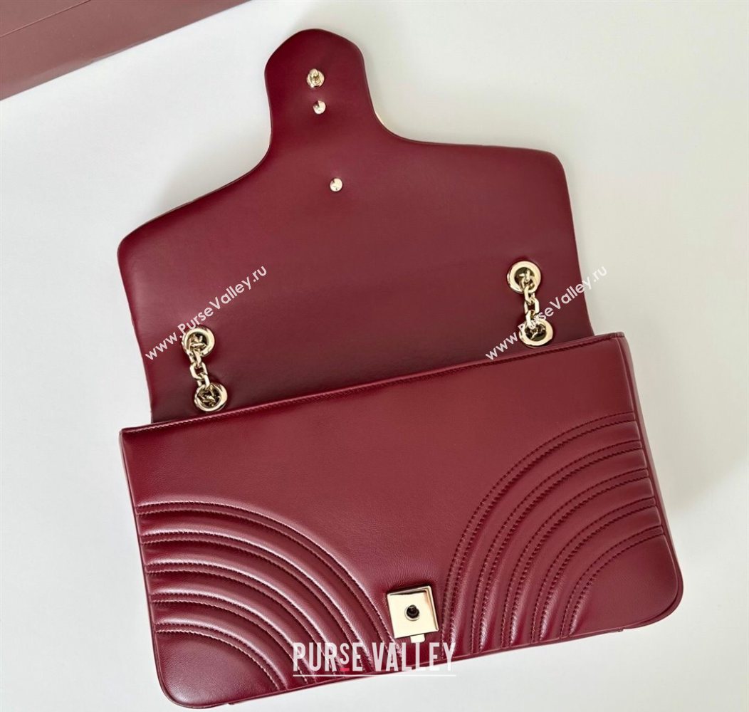Gucci GG Marmont Chevron Leather large shoulder bag Ancora Red 2025 838985 (DLH-250930082)