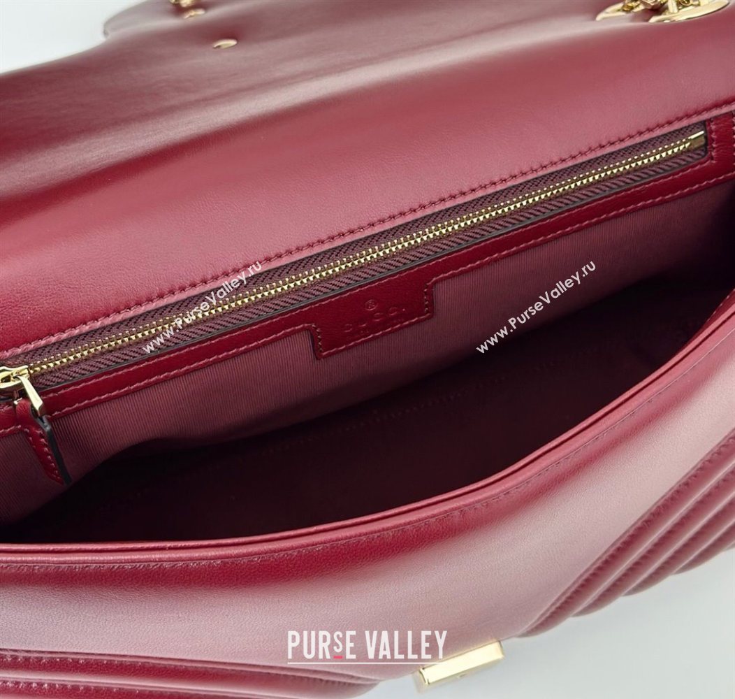 Gucci GG Marmont Chevron Leather large shoulder bag Ancora Red 2025 838985 (DLH-250930082)
