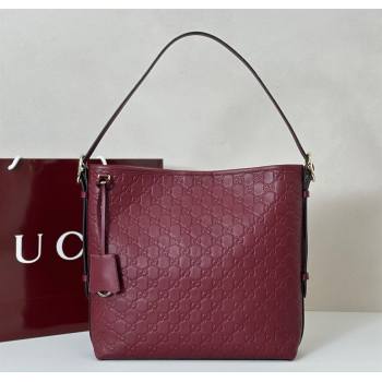 Gucci GG Leather Emblem medium shoulder bag Ancora Red 2025 847452 (DLH-250930083)