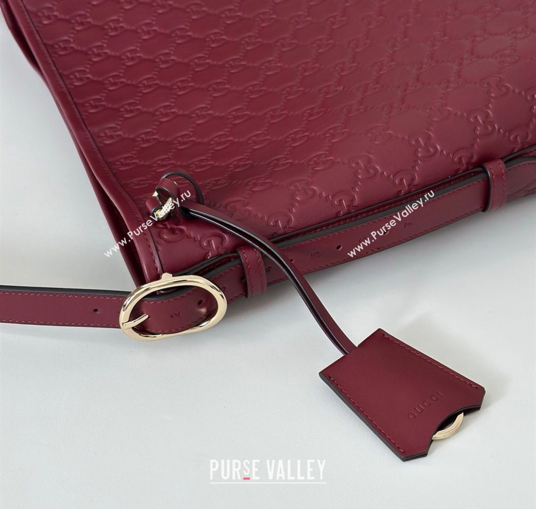 Gucci GG Leather Emblem medium shoulder bag Ancora Red 2025 847452 (DLH-250930083)