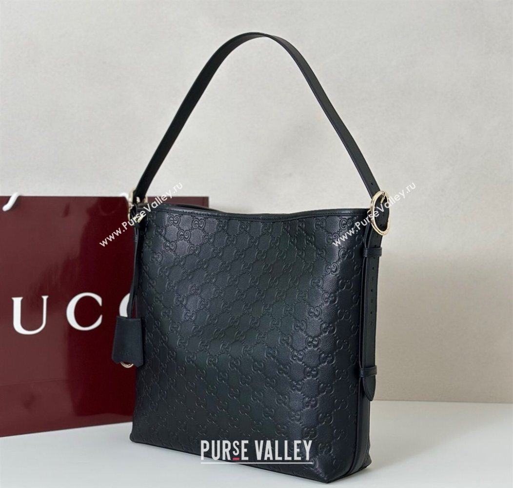 Gucci GG Leather Emblem medium shoulder bag Black 2025 847452 (DLH-250930084)