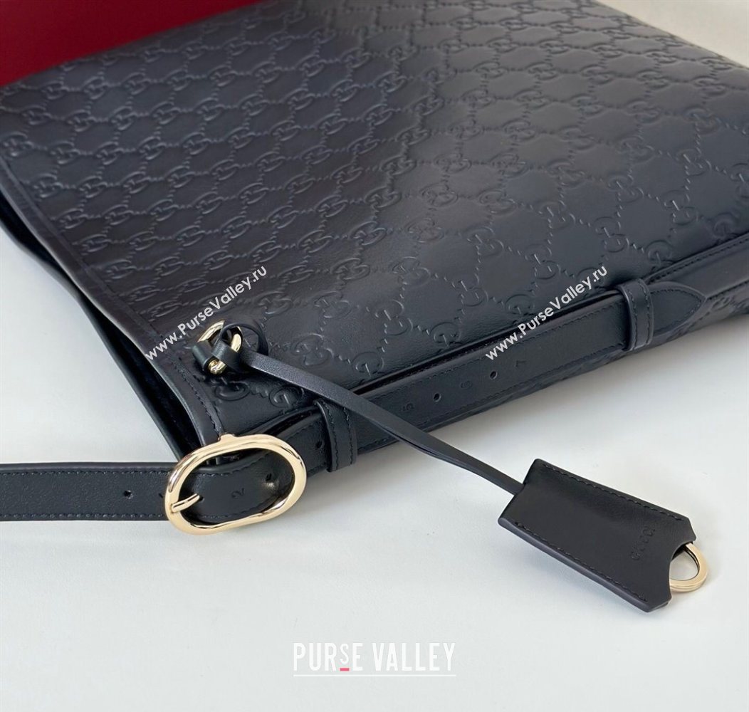 Gucci GG Leather Emblem medium shoulder bag Black 2025 847452 (DLH-250930084)