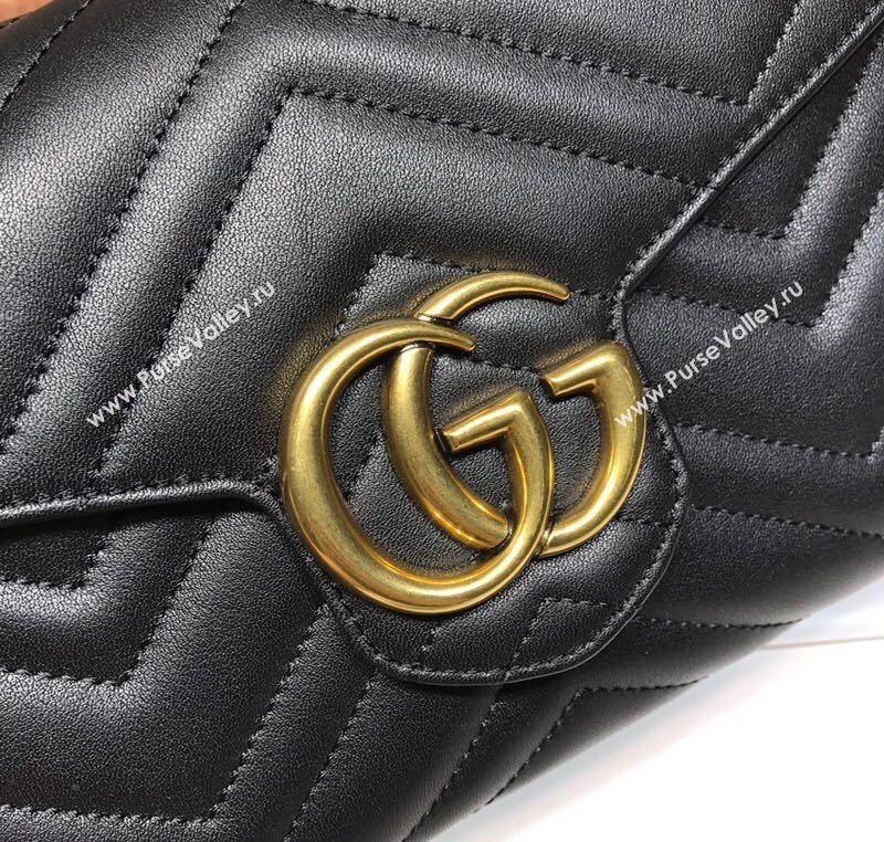 Gucci GG Marmont Matelasse Leather Chain Mini Bag 474575 Black 2025 (DLH-250930086)