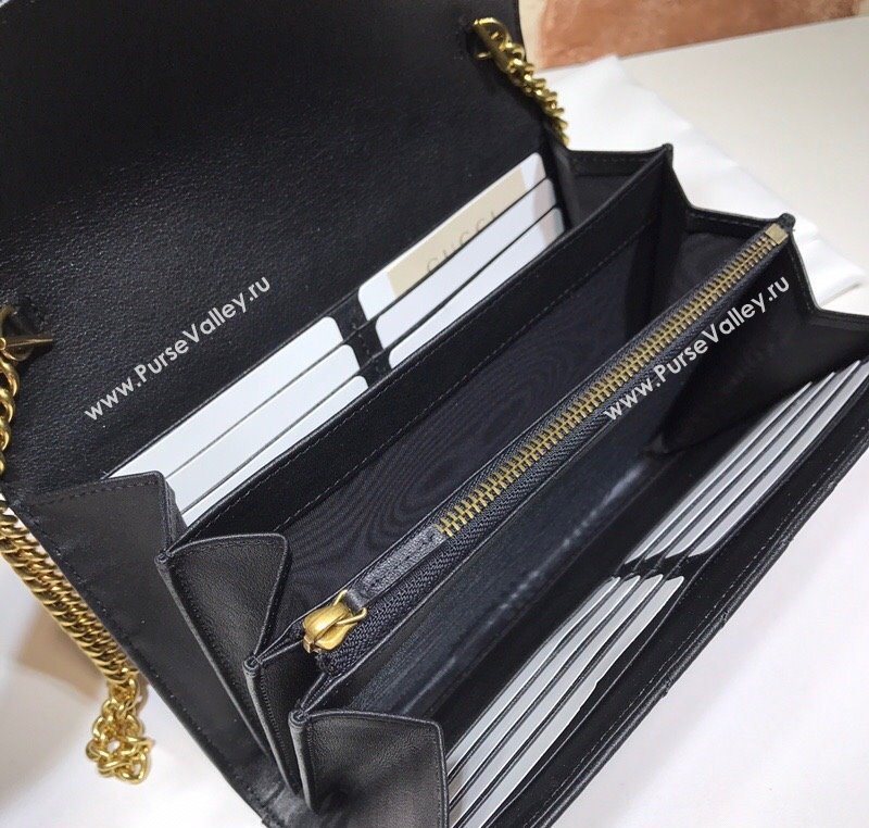 Gucci GG Marmont Matelasse Leather Chain Mini Bag 474575 Black 2025 (DLH-250930086)