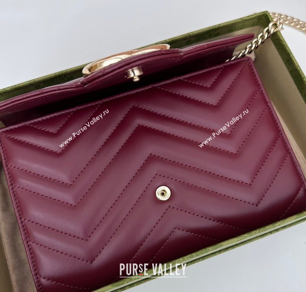 Gucci GG Marmont Matelasse Leather Chain Mini Bag 474575 Burgundy 2025 (DLH-250930087)