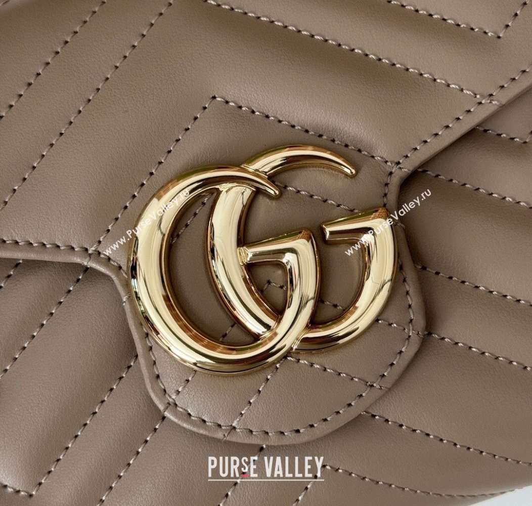 Gucci GG Marmont Matelasse Leather Chain Mini Bag 474575 Taupe Grey 2025 (DLH-250930089)