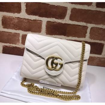 Gucci GG Marmont Matelasse Leather Chain Mini Bag 474575 White 2025 (DLH-250930090)