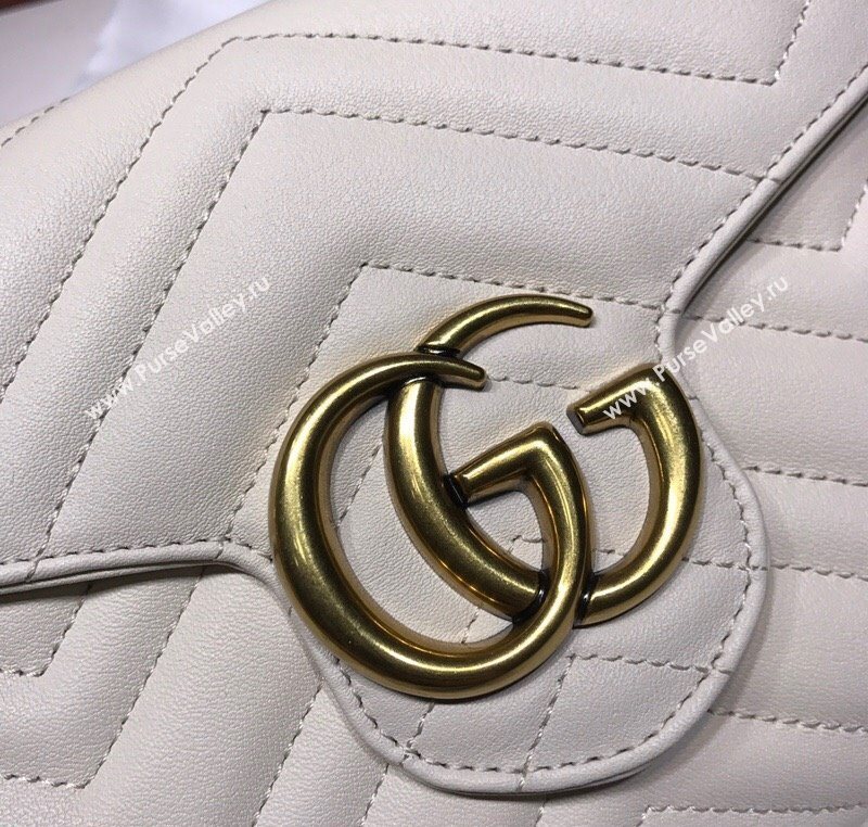 Gucci GG Marmont Matelasse Leather Chain Mini Bag 474575 White 2025 (DLH-250930090)