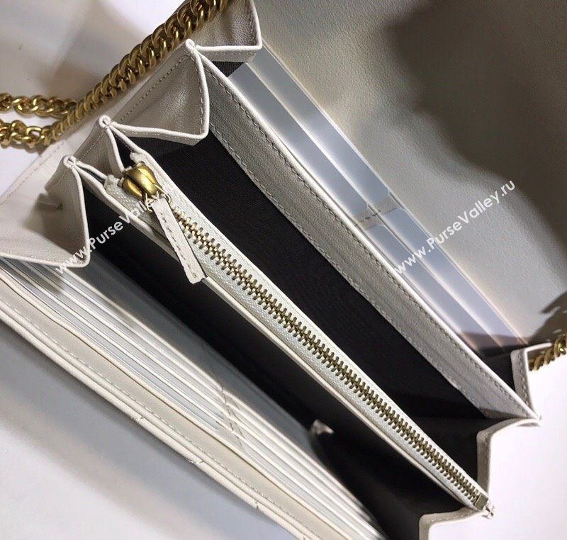 Gucci GG Marmont Matelasse Leather Chain Mini Bag 474575 White 2025 (DLH-250930090)