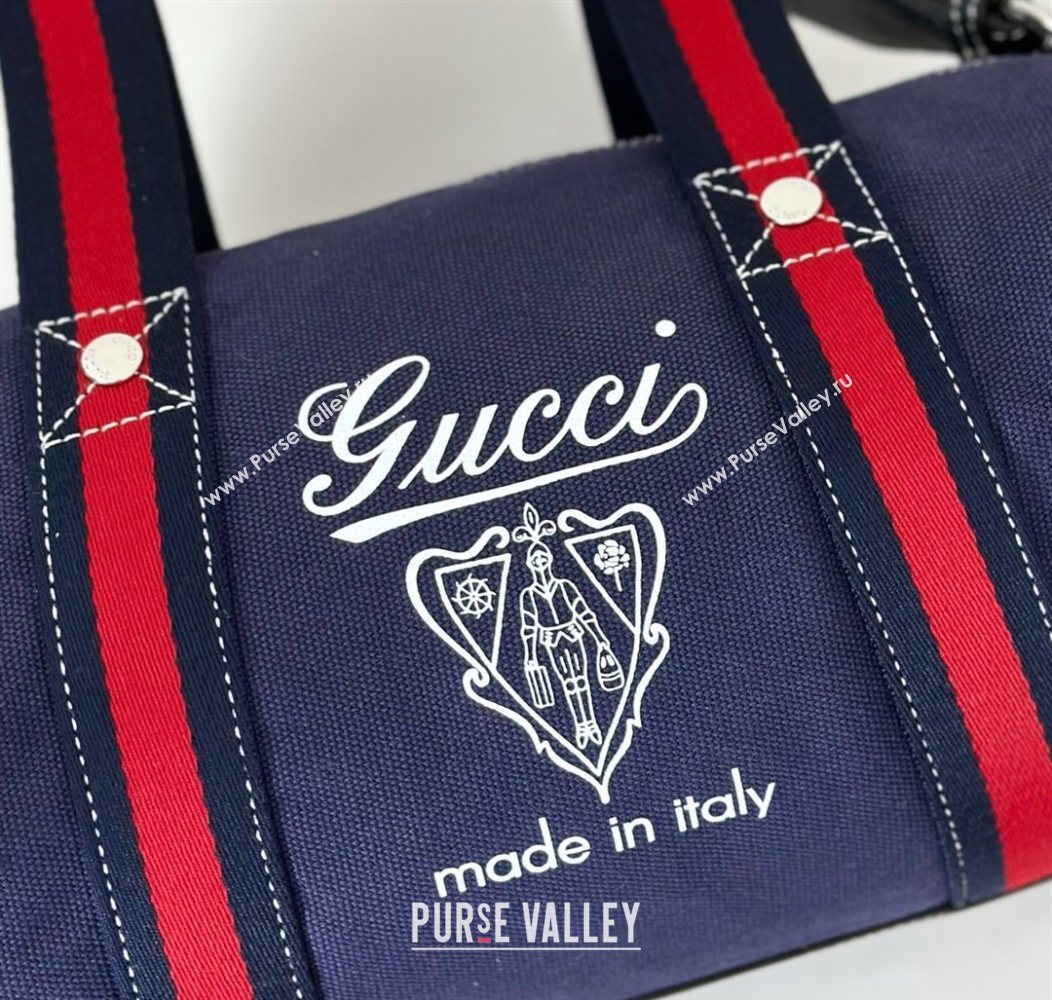 Gucci Small printed canvas duffle bag Dark Blue 2025 816865 (DLH-250930052)