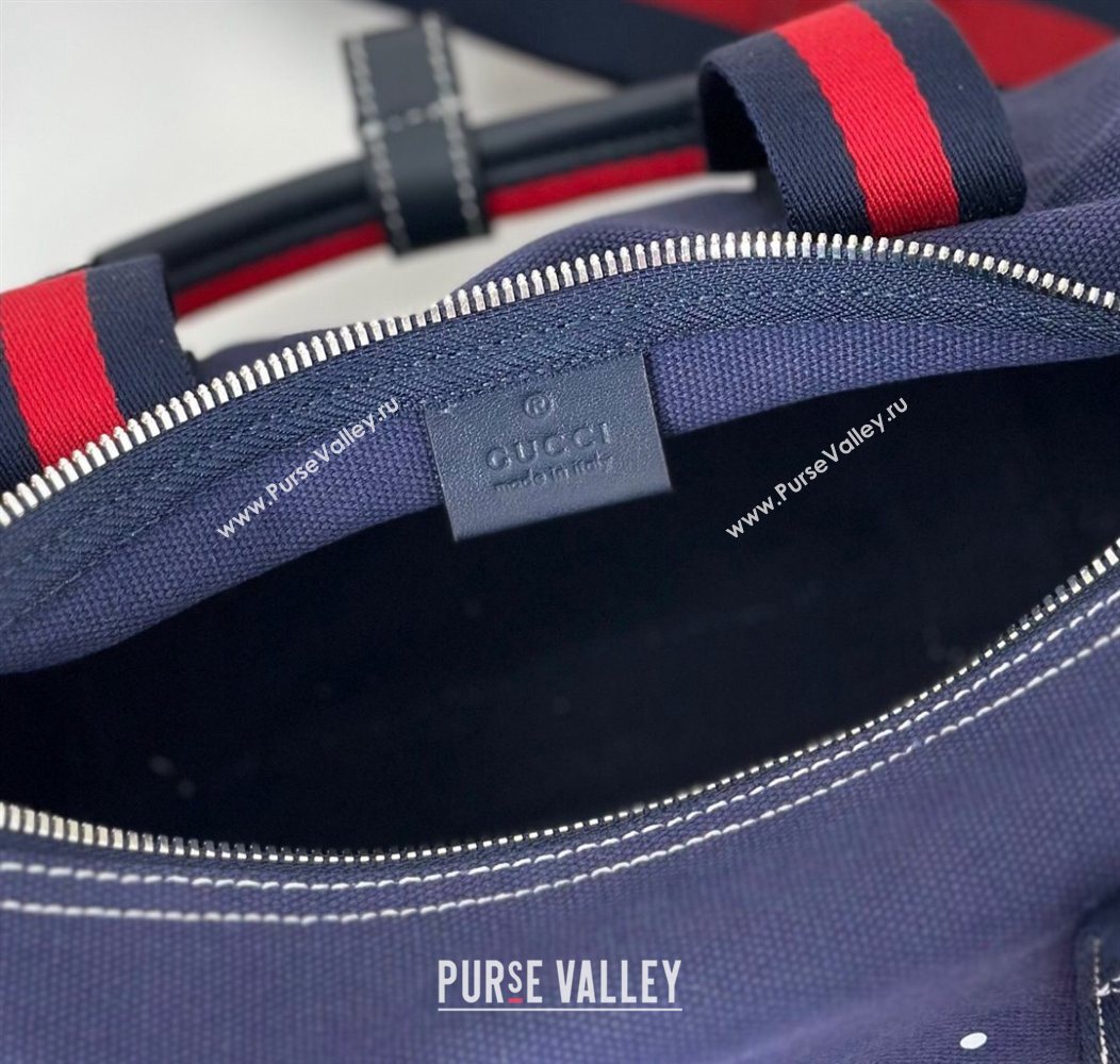 Gucci Small printed canvas duffle bag Dark Blue 2025 816865 (DLH-250930052)
