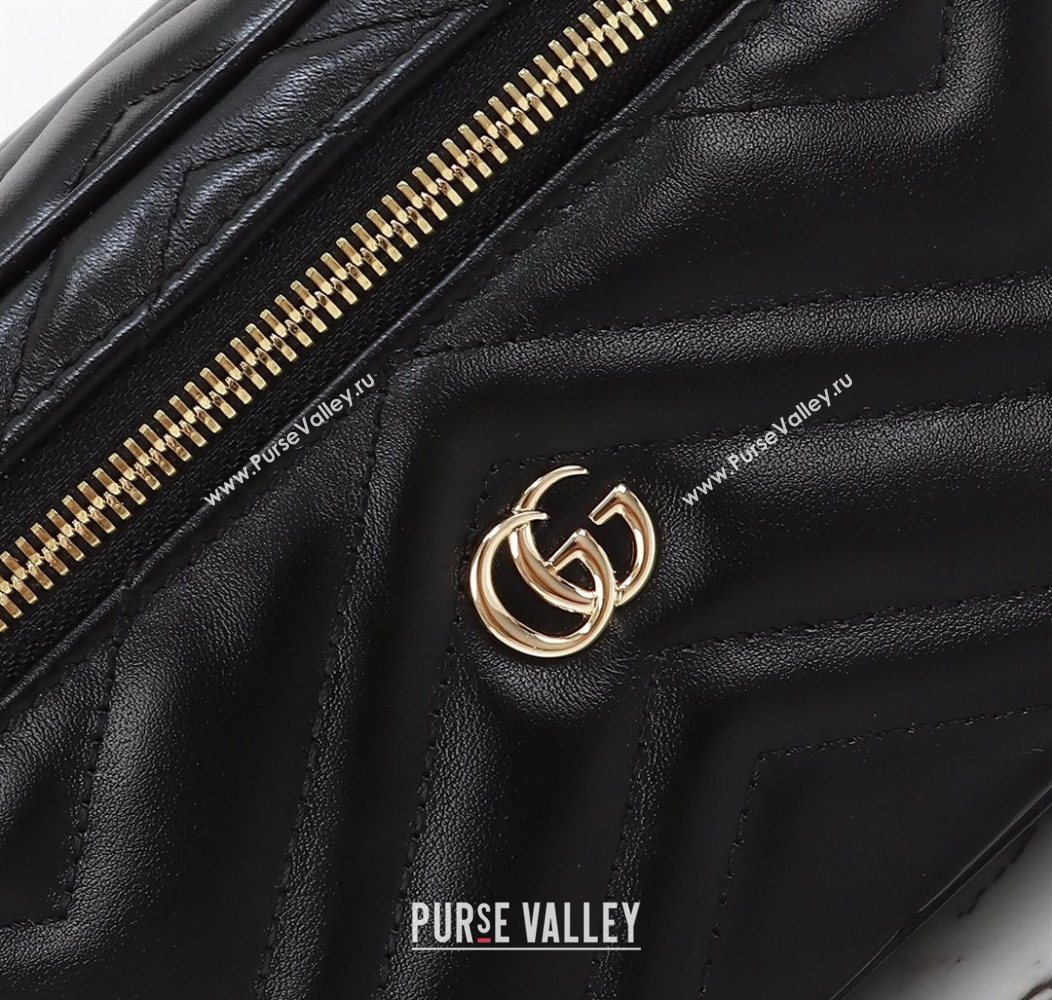 Gucci GG Marmont Mini Vanity Bag in Chevron Leather Black 2025 837454 (DLH-250930033)
