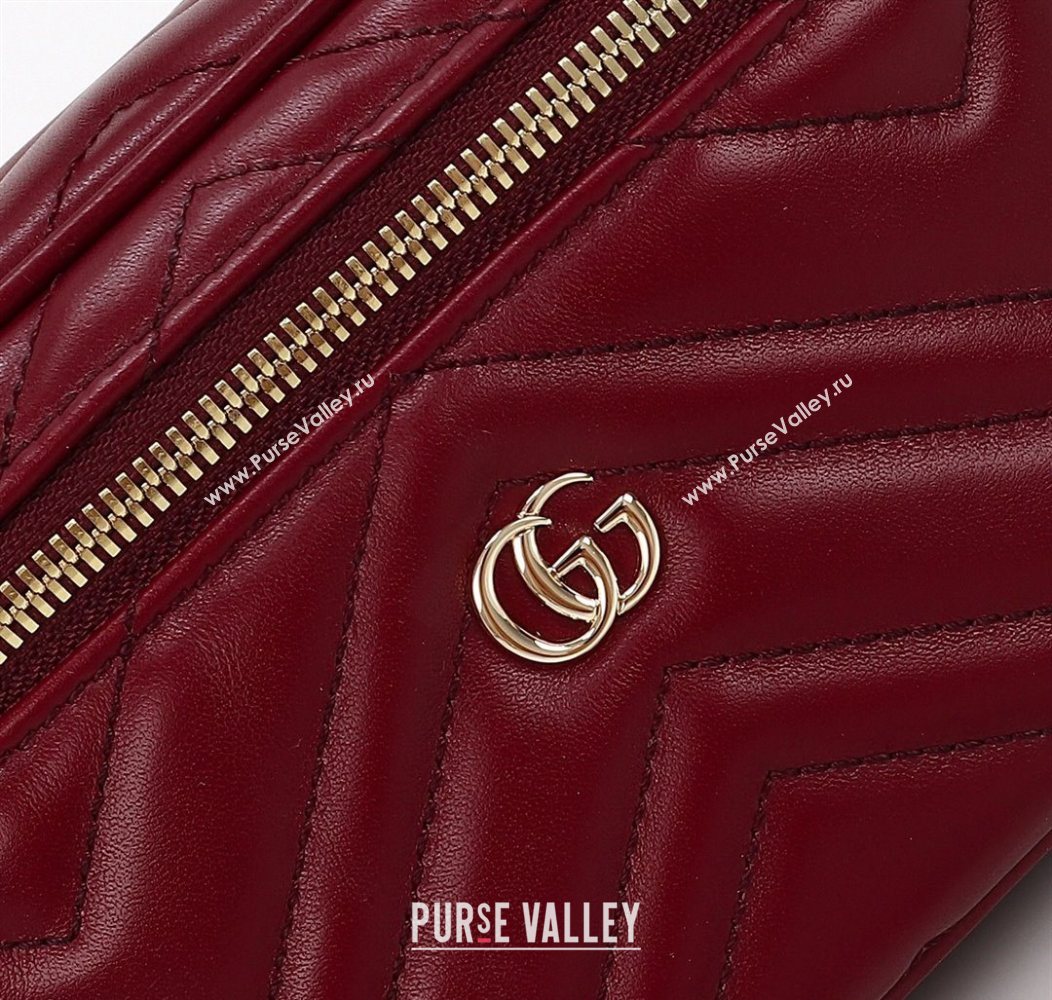 Gucci GG Marmont Mini Vanity Bag in Chevron Leather Red 2025 837454 (DLH-250930034)
