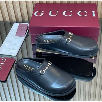 Gucci GG Suede Flat Mules with Horsebit Black 20252 836057 (MD-251020016)