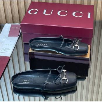 Gucci Horsebit Flat Mules in Leather Black 2025 850317 (MD-251021063)