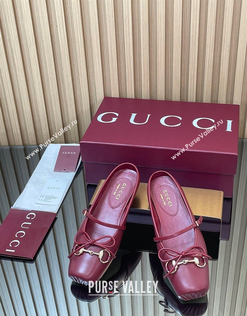 Gucci Horsebit Flat Mules in Leather Red 2025 850317 (MD-251021064)