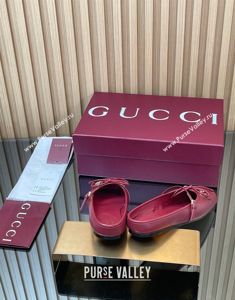 Gucci Horsebit Flat Mules in Leather Red 2025 850317 (MD-251021064)