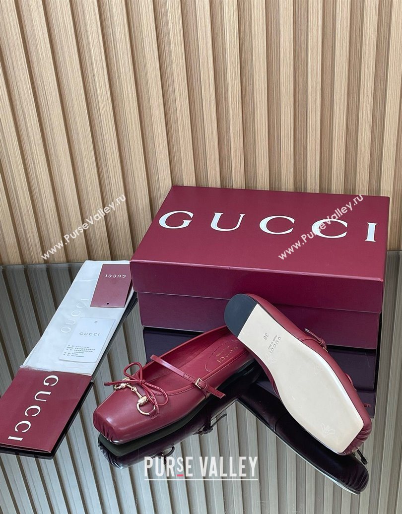 Gucci Horsebit Flat Mules in Leather Red 2025 850317 (MD-251021064)