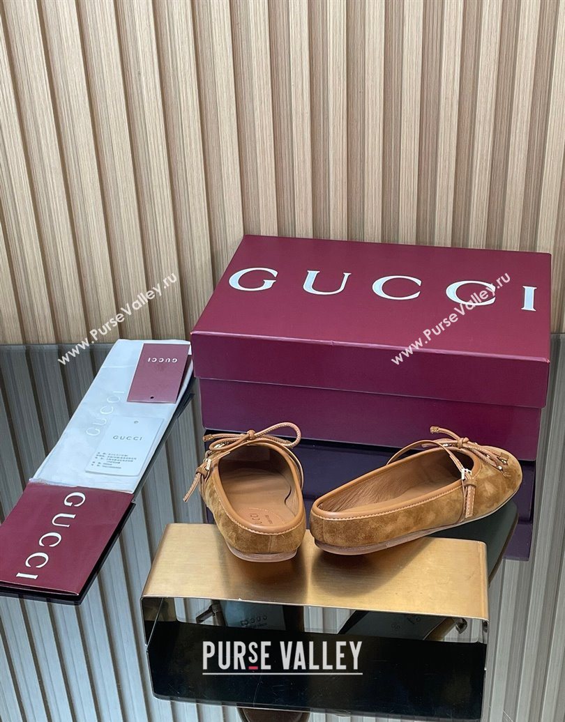 Gucci Horsebit Flat Mules in Suede Brown 2025 850317 (MD-251021068)