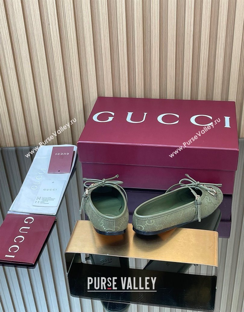 Gucci Horsebit Flat Mules in GG Canvas Green 2025 850317 (MD-251021069)