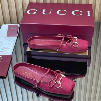 Gucci Horsebit Flat Mules in GG Canvas Red 2025 850317 (MD-251021070)