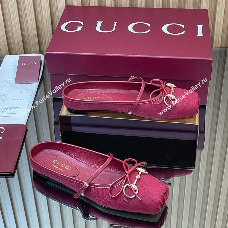Gucci Horsebit Flat Mules in GG Canvas Red 2025 850317 (MD-251021070)
