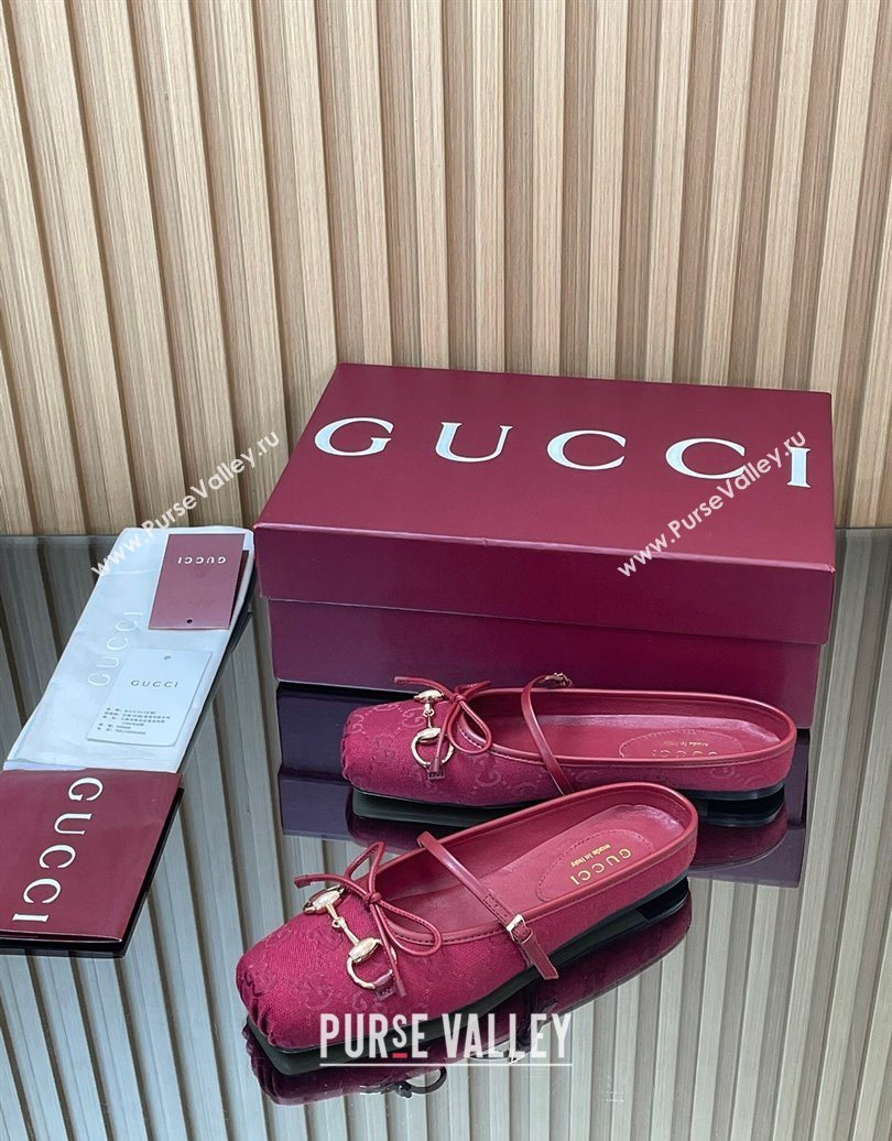 Gucci Horsebit Flat Mules in GG Canvas Red 2025 850317 (MD-251021070)