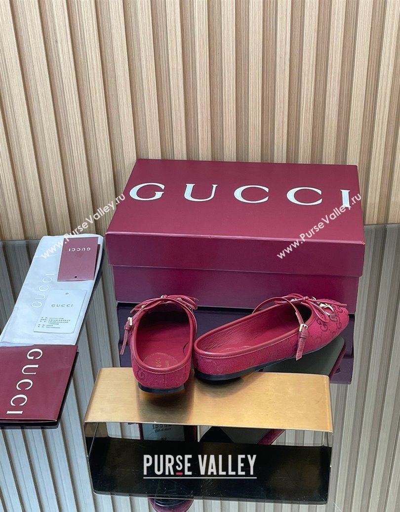 Gucci Horsebit Flat Mules in GG Canvas Red 2025 850317 (MD-251021070)