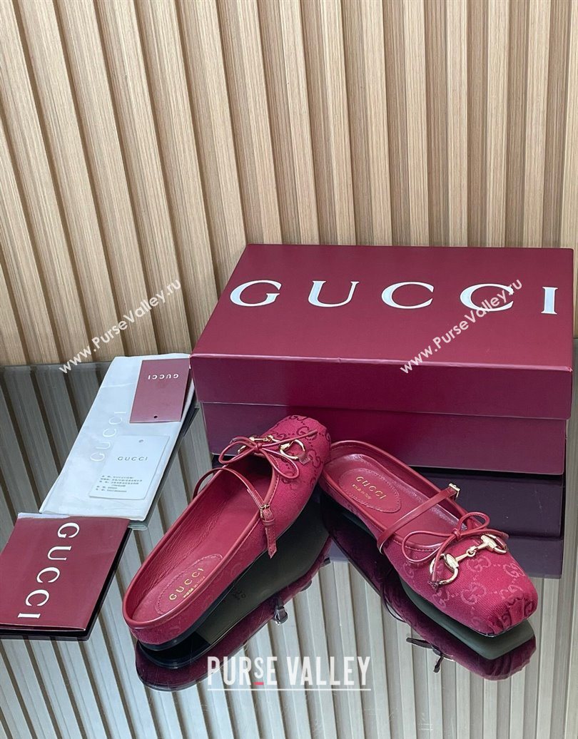 Gucci Horsebit Flat Mules in GG Canvas Red 2025 850317 (MD-251021070)