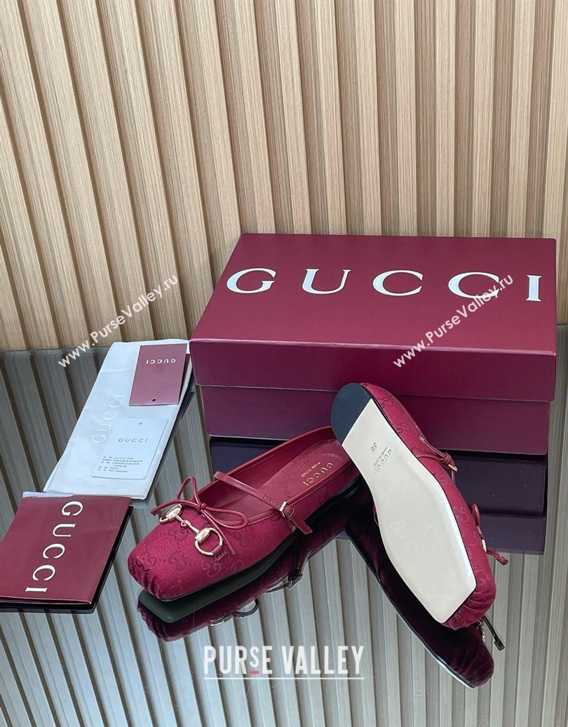 Gucci Horsebit Flat Mules in GG Canvas Red 2025 850317 (MD-251021070)