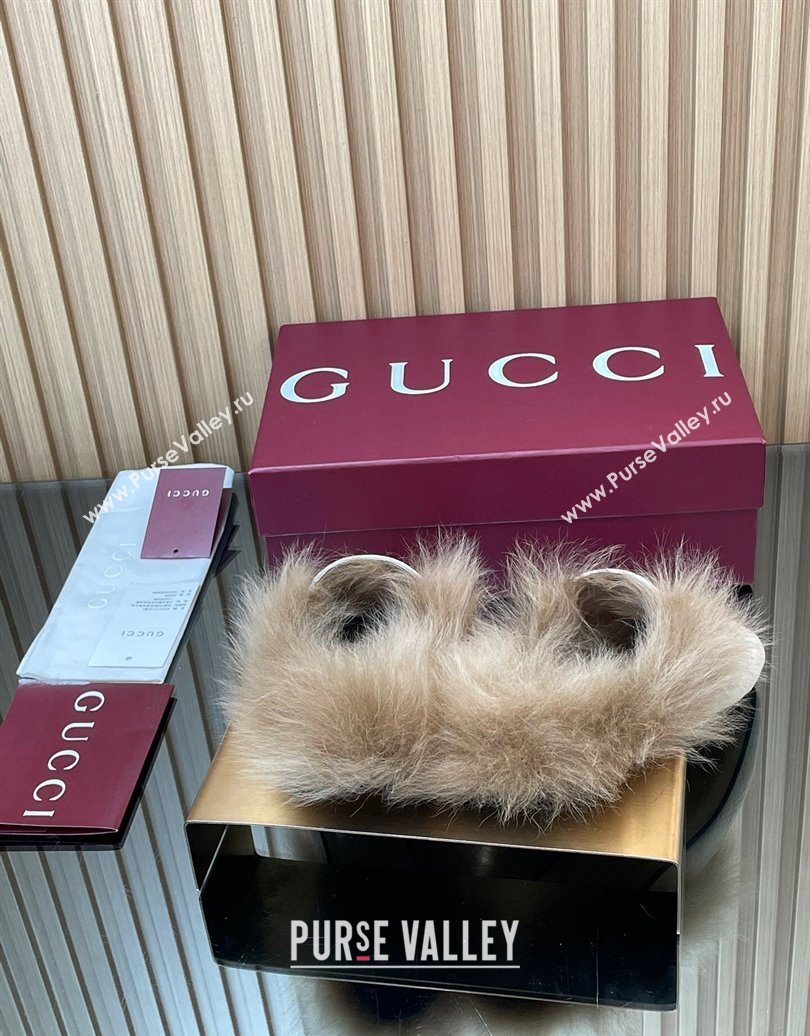Gucci Jordaan GG Suede and Wool Flat Slippers with Horsebit Pale Grey 2025 GG102003 (MD-251020057)