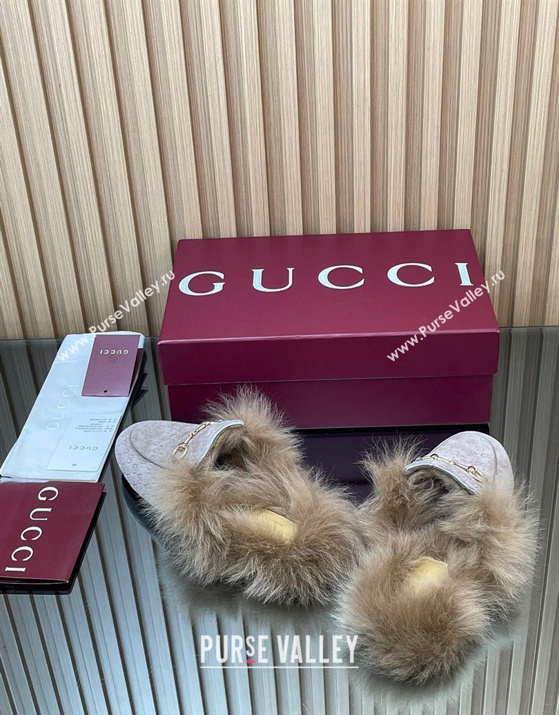 Gucci Jordaan GG Suede and Wool Flat Slipper with Horsebit Purple 2025 GG102003 (MD-251020058)