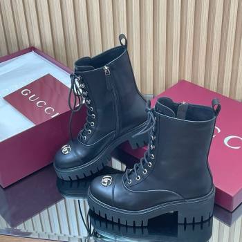Gucci Calf Leather Lace-up Ankle Boots 6cm with GG 2025 836050 (MD-251021073)