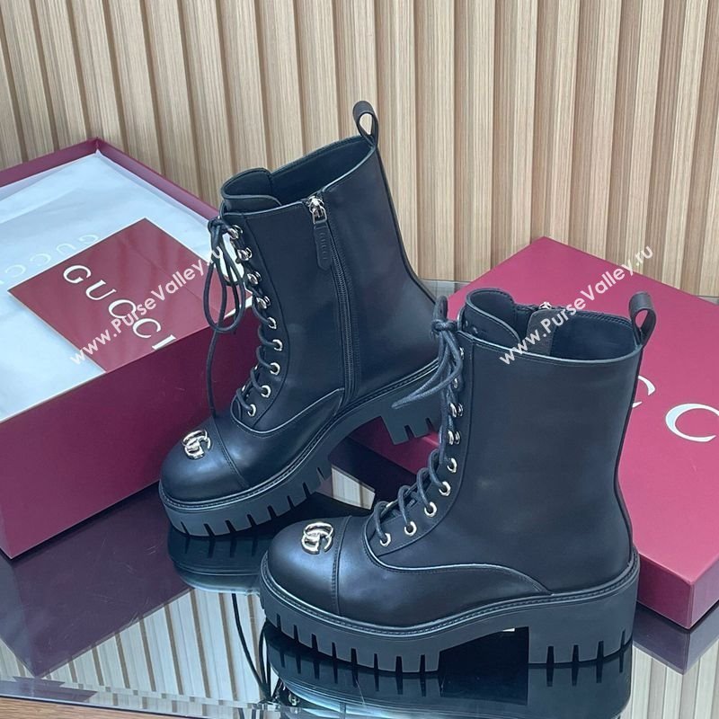 Gucci Calf Leather Lace-up Ankle Boots 6cm with GG 2025 836050 (MD-251021073)