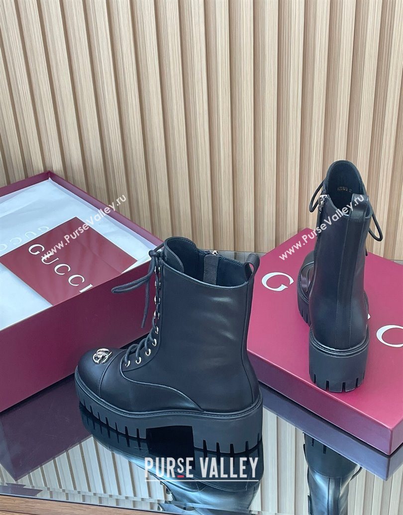 Gucci Calf Leather Lace-up Ankle Boots 6cm with GG 2025 836050 (MD-251021073)