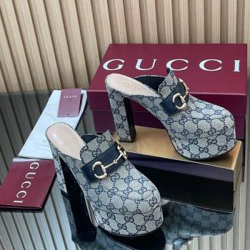 Gucci GG Canvas Platform Mule 13.5cm with Horsebit 835315 Grey 2025 (MD-251021075)
