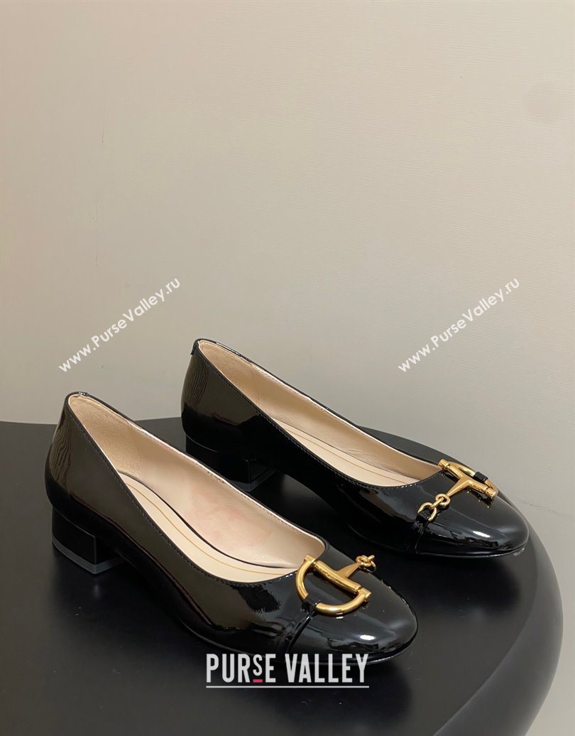 Gucci Ballet Flats with Half Horsebit in Patent Leather Black 2025 849652 (MD-251021035)