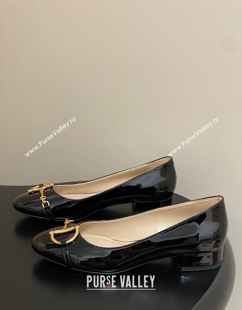 Gucci Ballet Flats with Half Horsebit in Patent Leather Black 2025 849652 (MD-251021035)