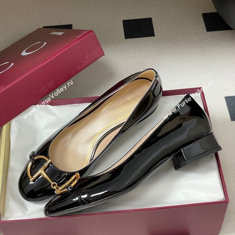 Gucci Ballet Flats with Half Horsebit in Patent Leather Black 2025 849652 (MD-251021035)
