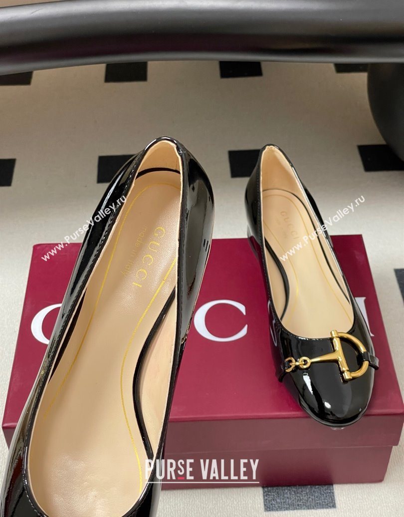 Gucci Ballet Flats with Half Horsebit in Patent Leather Black 2025 849652 (MD-251021035)