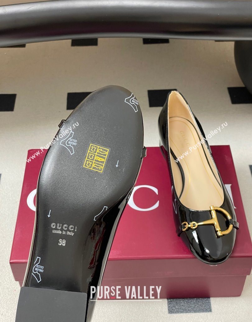 Gucci Ballet Flats with Half Horsebit in Patent Leather Black 2025 849652 (MD-251021035)