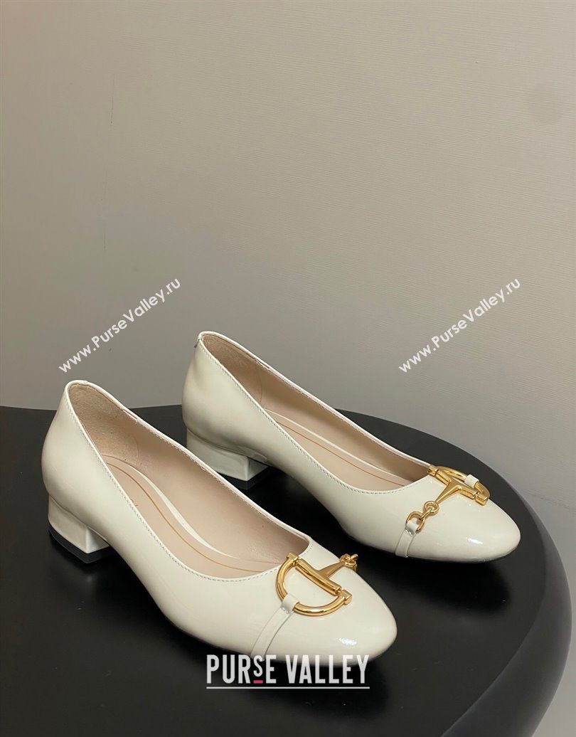 Gucci Ballet Flats with Half Horsebit in Patent Leather White 2025 849652 (MD-251021036)