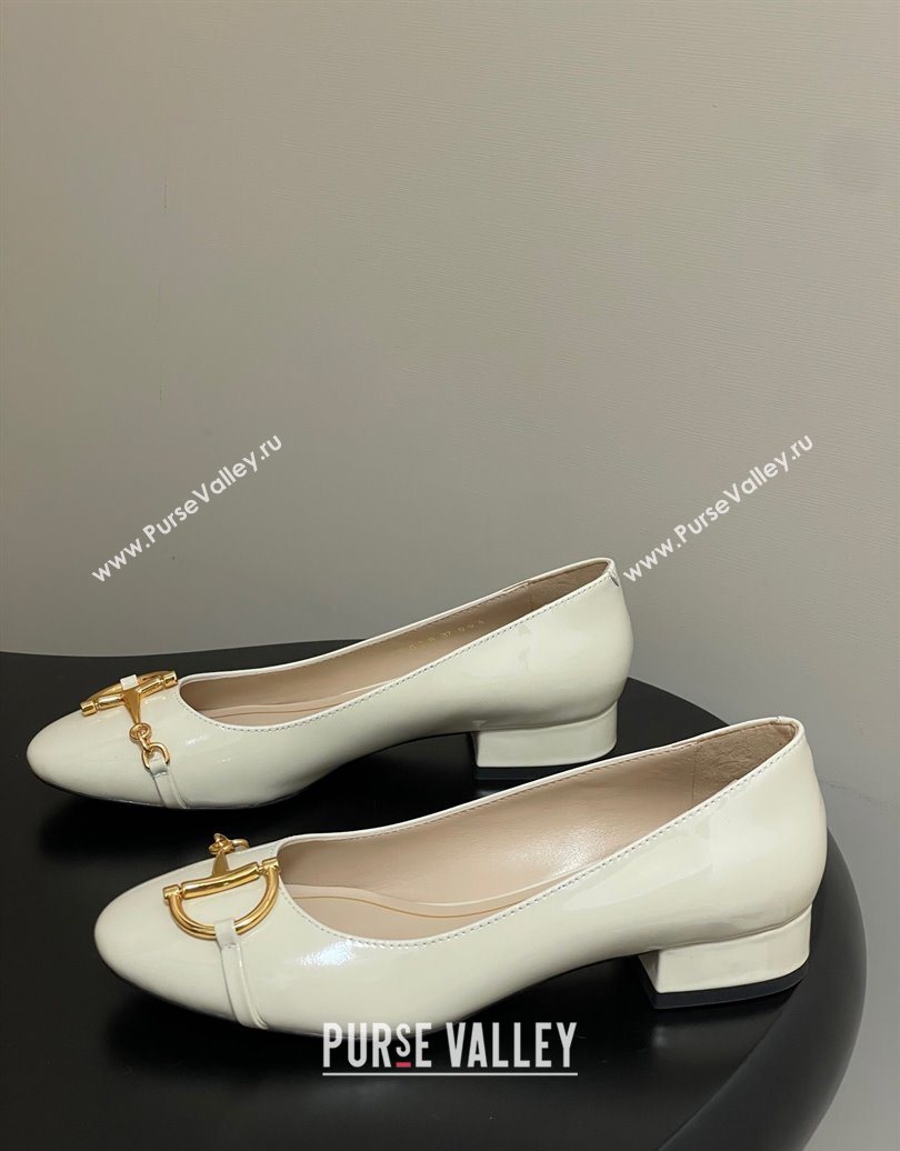 Gucci Ballet Flats with Half Horsebit in Patent Leather White 2025 849652 (MD-251021036)